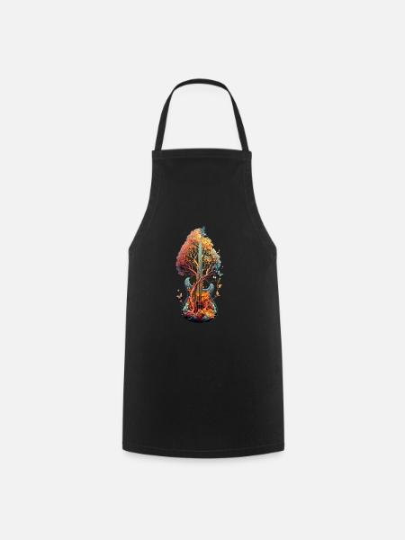 Cadeau guitare splash art arbre guitariste - Tablier de cuisine - noir