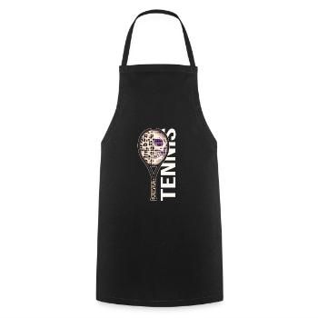 Tennis Match Ball Racket - Cooking Apron - black - Front - AI Model Male 185 dark (185cm)