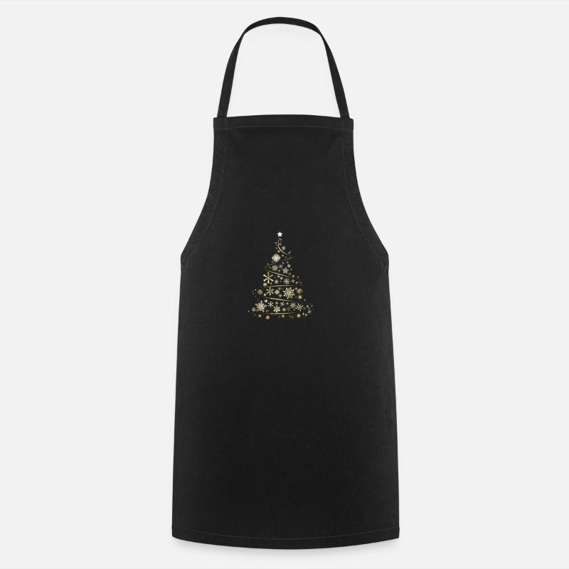 Weihnachtsbaum in Gold - Kochschürze - Schwarz