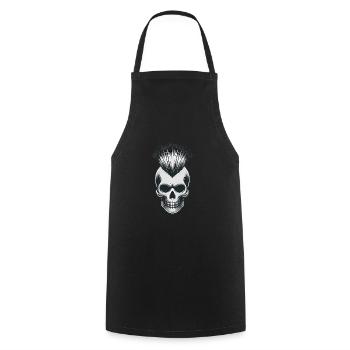 Totenkopf mit Irokesenschnitt Punk Design - Kochschürze - Schwarz - Vorne - AI Model Male 185 dark (185cm)