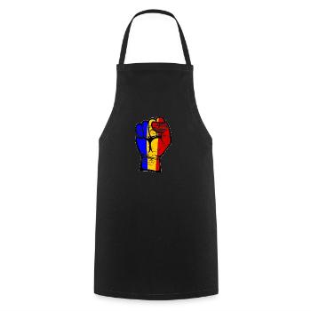 Romania Flag Fist Hand Used Symbol - Cooking Apron - black - Front - AI Model Male 185 dark (185cm)