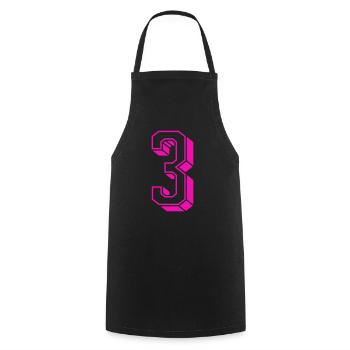 Zahl drei - Nummer 3 pink Mädchen Trikotnummer - Kochschürze - Schwarz - Vorne - AI Model Male 185 dark (185cm)