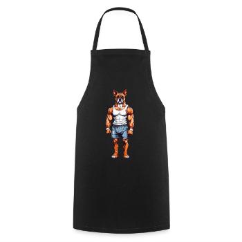 Boxer Bodybuilder Funny Dog Daddy Motif - Cooking Apron - black - Front - AI Model Male 185 dark (185cm)