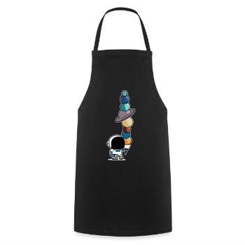 Astronaut mit Sonnensystem Planeten Eis Astronomie - Kochschürze - Schwarz - Vorne - AI Model Male 185 dark (185cm)
