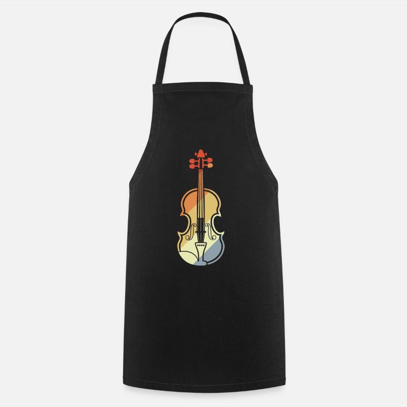 Violin Drawing Vintage - Cooking Apron - black