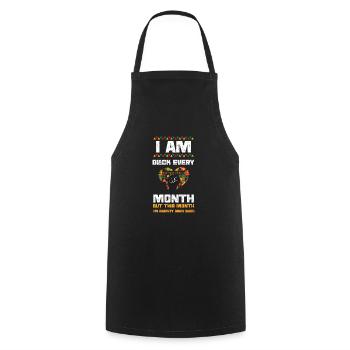 Je suis noir tous les mois mais ça... - Tablier de cuisine - noir - Devant - AI Model Male 185 dark (185cm)