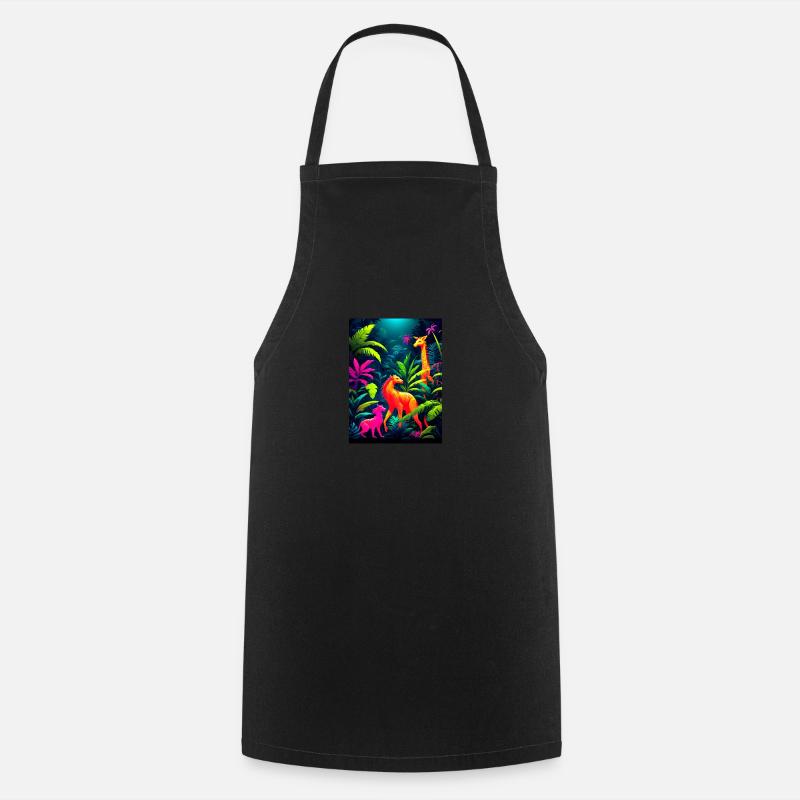 Fluorescent Jungle Dance Party - Cooking Apron - black