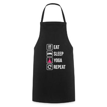 Eat Sleep Yoga Repeat - funny - witty - Cooking Apron - black - Front - AI Model Male 185 dark (185cm)