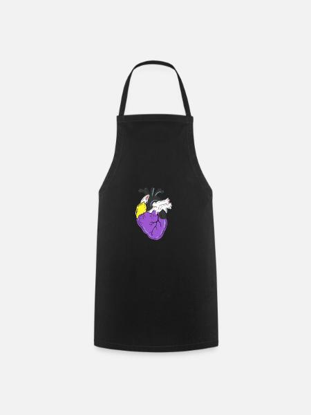 Nonbinary Pride Herz Nonbinary Pride - Kochschürze - Schwarz