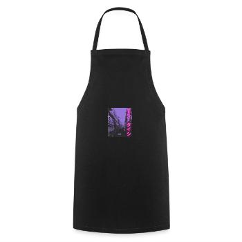 japanische Aesthetic Vaporwave Kunst 90s - Kochschürze - Schwarz - Vorne - AI Model Male 185 dark (185cm)