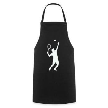 Silhouette de tennis en saut - Tablier de cuisine - noir - Devant - AI Model Male 185 dark (185cm)