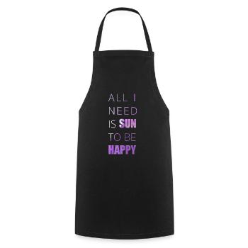 All I need is SUN to be happy purple design - Cooking Apron - black - Front - AI Model Male 185 dark (185cm)
