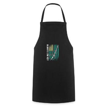 Plus de contrebasse basse avec drapeau américain - Tablier de cuisine - noir - Devant - AI Model Male 185 dark (185cm)