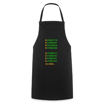 green nerd geek so what - Cooking Apron - black - Front - AI Model Male 185 dark (185cm)