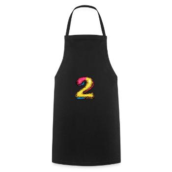 2 Number Comic - Cooking Apron - black - Front - AI Model Male 185 dark (185cm)