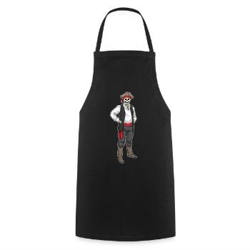 Skelett Halloween Pirat - Kochschürze - Schwarz - Vorne - AI Model Male 185 dark (185cm)