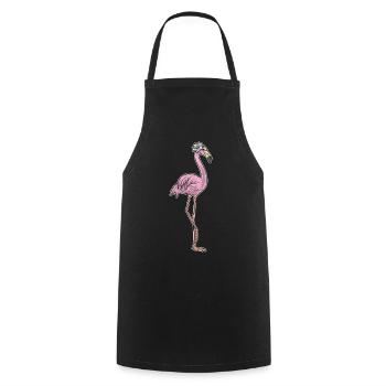Marguerites flamants roses - Tablier de cuisine - noir - Devant - AI Model Male 185 dark (185cm)