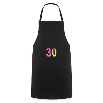 30 Zahl Comic - Kochschürze - Schwarz - Vorne - AI Model Male 185 dark (185cm)