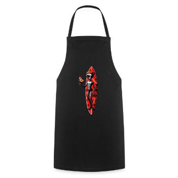 Halloween Alien Surfer Pizza Lover - Tablier de cuisine - noir - Devant - AI Model Male 185 dark (185cm)