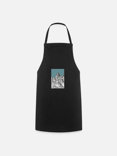 Mountains as a sketch in blue - Cooking Apron - black