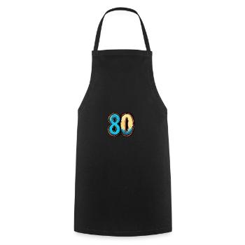 80 Zahl Comic - Kochschürze - Schwarz - Vorne - AI Model Male 185 dark (185cm)