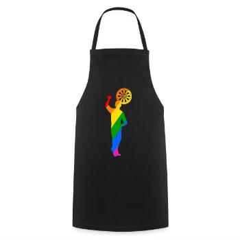 colorful dart player throwing with left - Cooking Apron - black - Front - AI Model Male 185 dark (185cm)