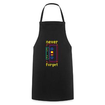 Cassette - N’oublie jamais - Vintage Retro - Tablier de cuisine - noir - Devant - AI Model Male 185 dark (185cm)