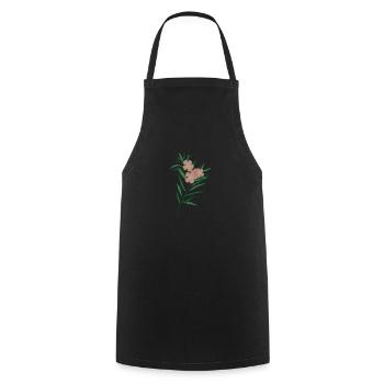 Pink Branch Oleander Flower - Cooking Apron - black - Front - AI Model Male 185 dark (185cm)