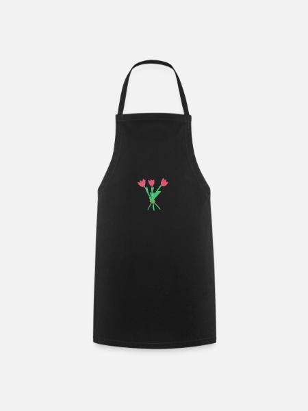 Blumen - Kochschürze - Schwarz