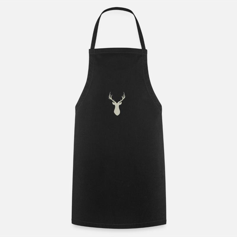 Cerf bois en argent - Tablier de cuisine - noir