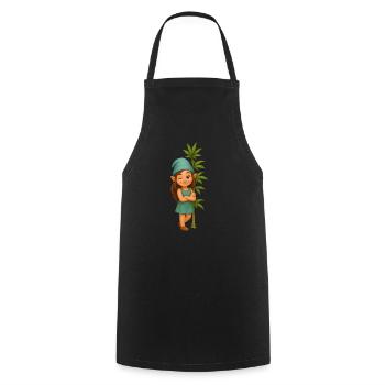 Zwergin mit Cannabispflanze - Kochschürze - Schwarz - Vorne - AI Model Male 185 dark (185cm)
