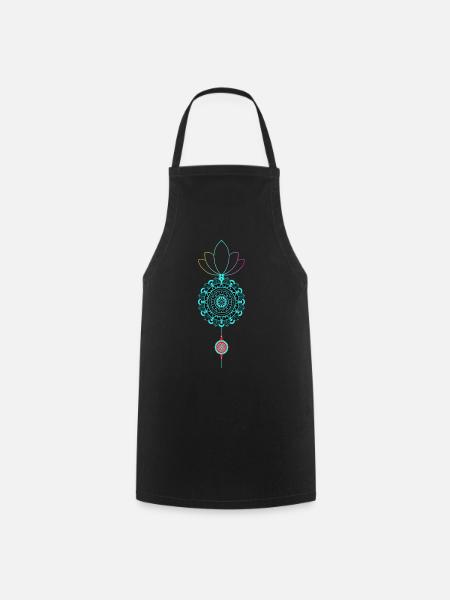 Mandala-Lotus Farbspiel - Kochschürze - Schwarz