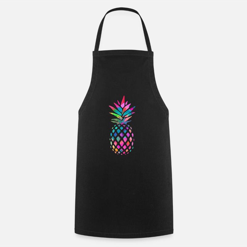 Regenbogen Ananas - Kochschürze - Schwarz