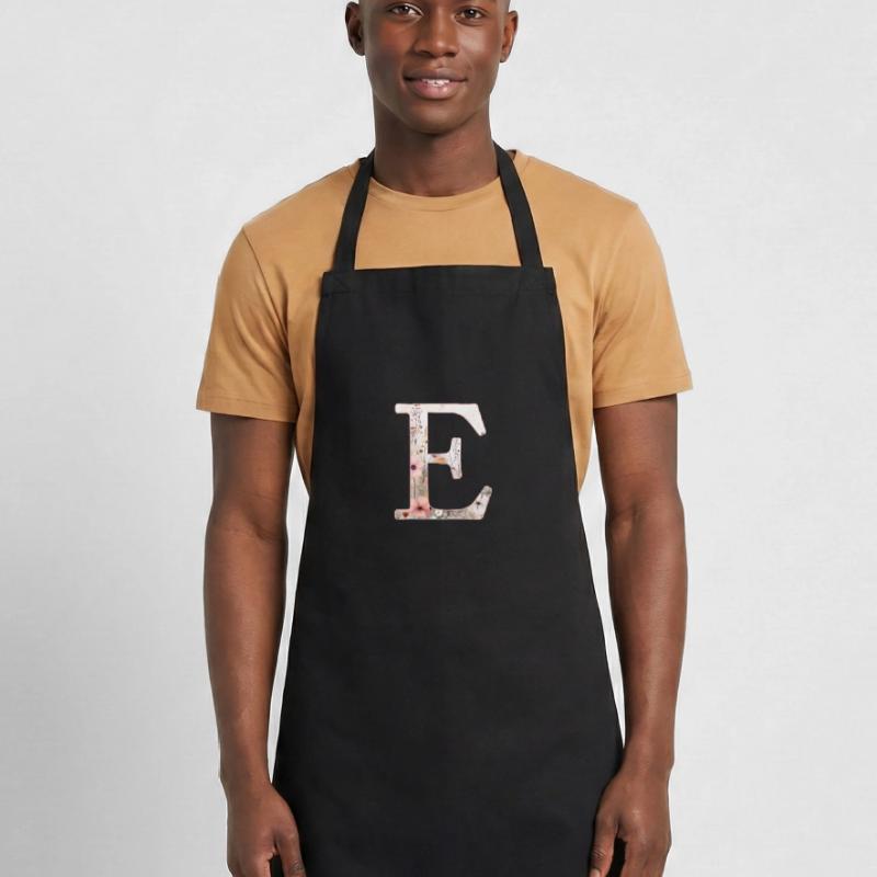 Customizable Monogram E Floral Pattern Cooking Apron