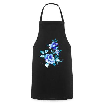 Schöne blaue Blumen Blume blau Sommer sommerlich - Kochschürze - Schwarz - Vorne - AI Model Male 185 dark (185cm)