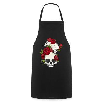 Skull Skull Skeleton Premium Bestseller Gothic - Cooking Apron - black - Front - AI Model Male 185 dark (185cm)