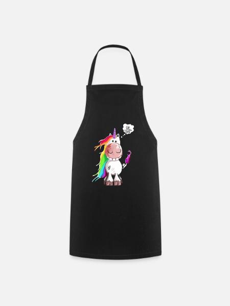 Skull Unicorn - Unicorns - Comic - Cooking Apron - black