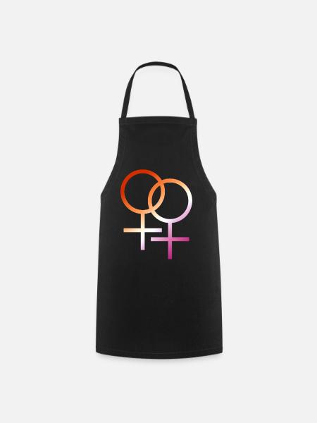 conception de t-shirt coloré symbole lesbienne lgbt - Tablier de cuisine - noir