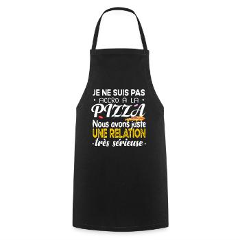 Pizza Pizzeria Bouffe Cadeau Humour Nourriture - Tablier de cuisine - noir - Devant - AI Model Male 185 dark (185cm)