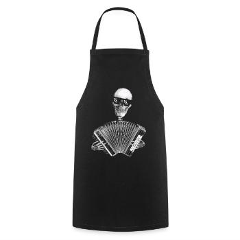 Tête de mort avec accordéon - Tablier de cuisine - noir - Devant - AI Model Male 185 dark (185cm)