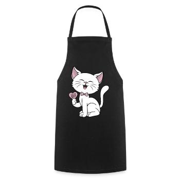 Cat Heart Meow Cats Love Couples Valentine's Day - Cooking Apron - black - Front - AI Model Male 185 dark (185cm)