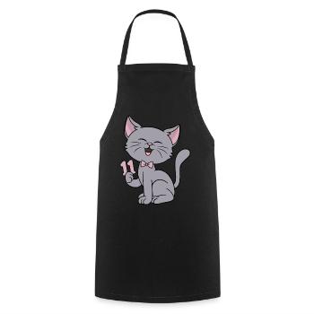 11 ans fille drôle chat 11ème anniversaire - Tablier de cuisine - noir - Devant - AI Model Male 185 dark (185cm)