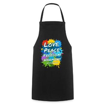 Love peace freedom and harmony to the world - Kochschürze - Schwarz - Vorne - AI Model Male 185 dark (185cm)