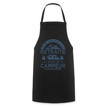 retraitre campeur camping car - Tablier de cuisine - noir - Devant - AI Model Male 185 dark (185cm)