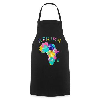 Afrika bunt - Kochschürze - Schwarz - Vorne - AI Model Male 185 dark (185cm)