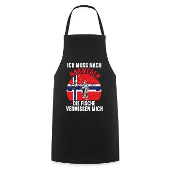 Ich muss nach Norwegen Angeln Angler Fischen Fisch - Kochschürze - Schwarz - Vorne - AI Model Male 185 dark (185cm)