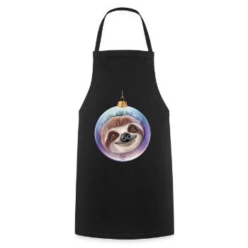 Christmas Sloth Santa - Cooking Apron - black - Front - AI Model Male 185 dark (185cm)