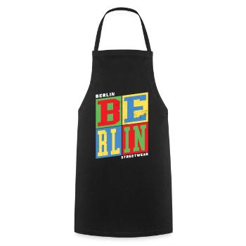 Berlin Germany City Colorful Skyline Home - Cooking Apron - black - Front - AI Model Male 185 dark (185cm)