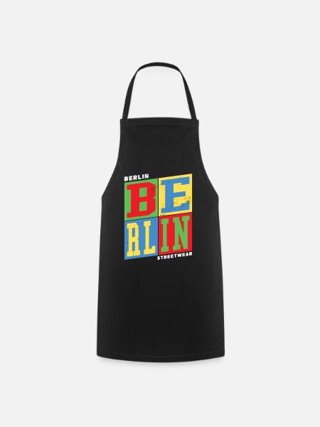 Berlin Germany City Colorful Skyline Home - Cooking Apron - black