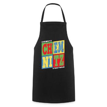 Chemnitz Allemagne Ville colorée Skyline Accueil - Tablier de cuisine - noir - Devant - AI Model Male 185 dark (185cm)